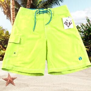 Hang Ten Surfwear Board Shorts New NWT Lime Teal Size Small